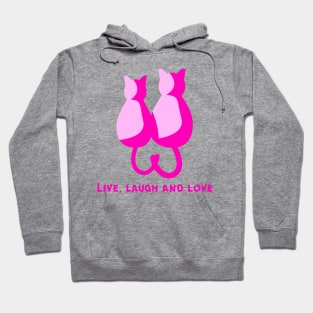 LIVE, LAUGH AND LOVE/ Cute Cat Couple Cancer Awareness Hoodie